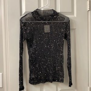 Mesh sheet star long sleeve shirt